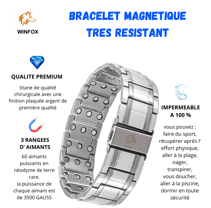 bracelet magnetique homme argent 0001