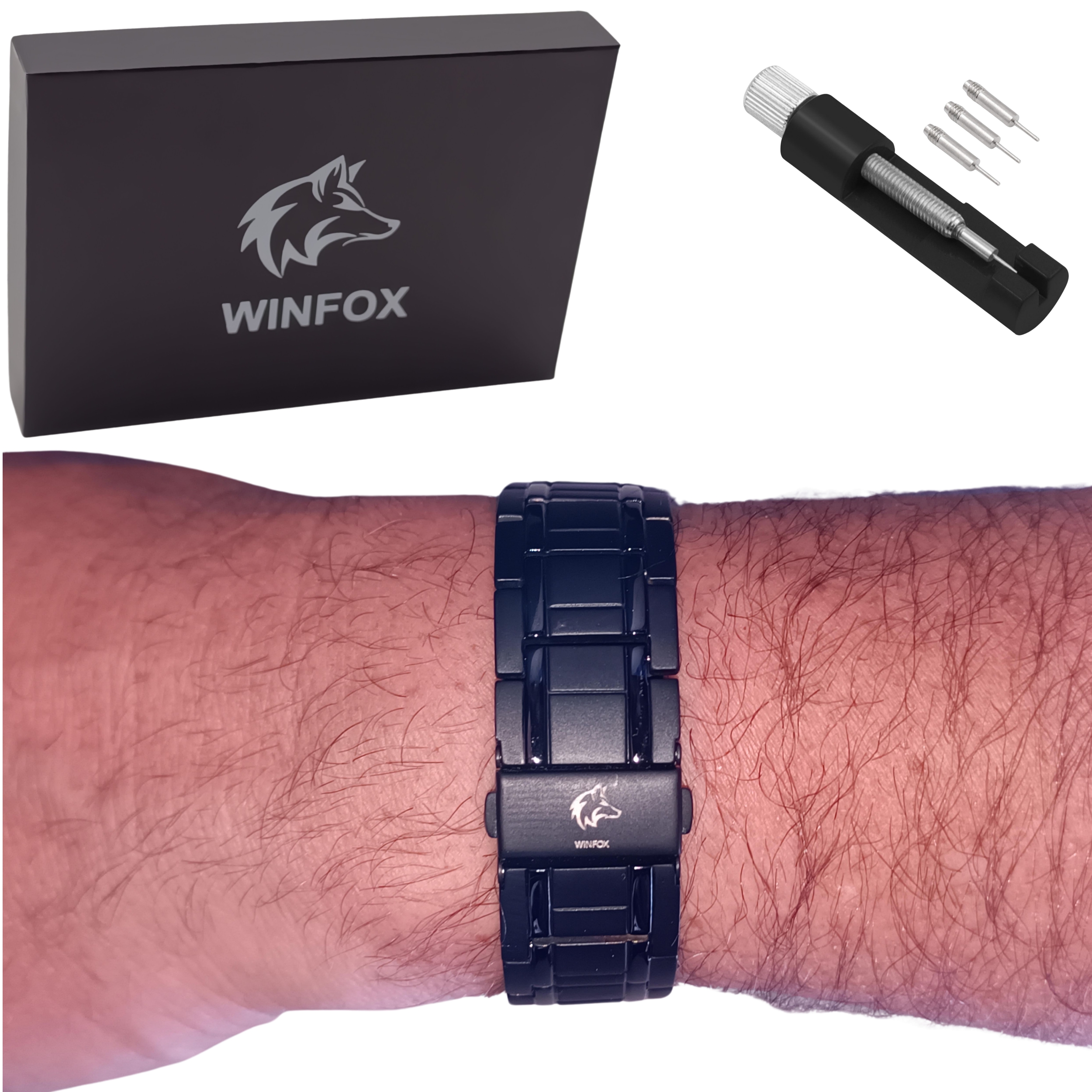 Bracelet Magnetique pour Homme, noir, Titane, Le Plus Puissant du marché, Bijou Aimanté Inoxydable, Ultra Résistant, Aimant en Néodyme de Terre Rare, Réglage avec Un Outil de Dimensionnement – Image 9