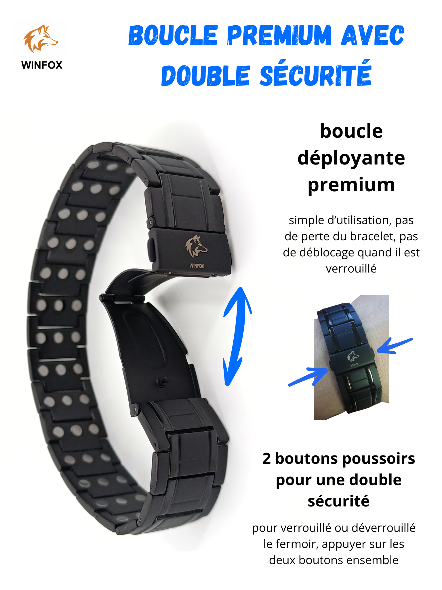 Bracelet Magnetique pour Homme, noir, Titane, Le Plus Puissant du marché, Bijou Aimanté Inoxydable, Ultra Résistant, Aimant en Néodyme de Terre Rare, Réglage avec Un Outil de Dimensionnement – Image 3