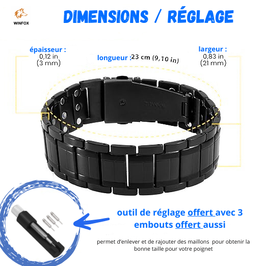 Bracelet Magnetique pour Homme, noir, Titane, Le Plus Puissant du marché, Bijou Aimanté Inoxydable, Ultra Résistant, Aimant en Néodyme de Terre Rare, Réglage avec Un Outil de Dimensionnement – Image 4